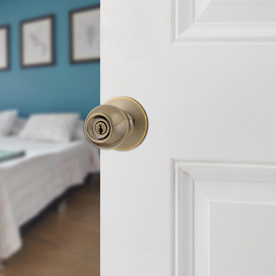 Cerradura Pomo Bala Entrada Latón Antiguo